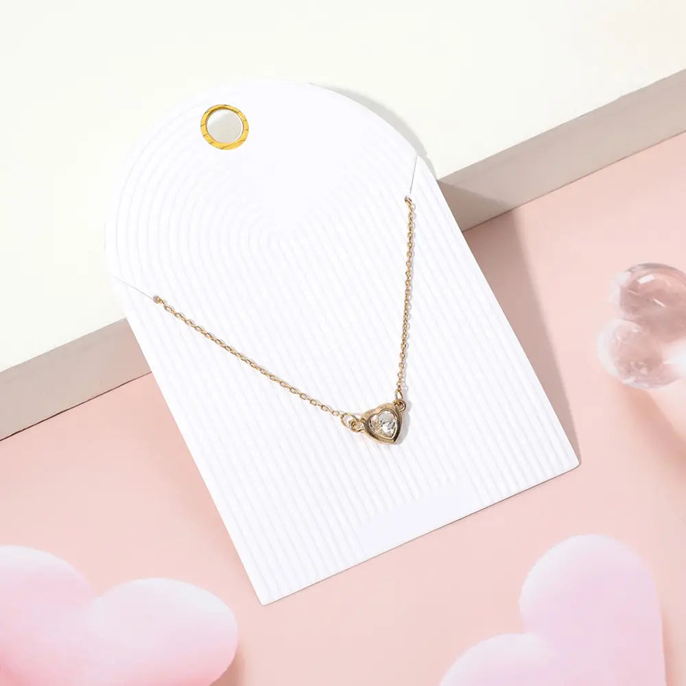Stainless Steel Heart Stone Bezel Pendant Necklace