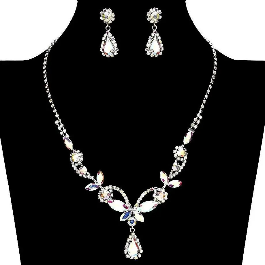 Spring Floral Radiant Rhinestone Necklace Set
