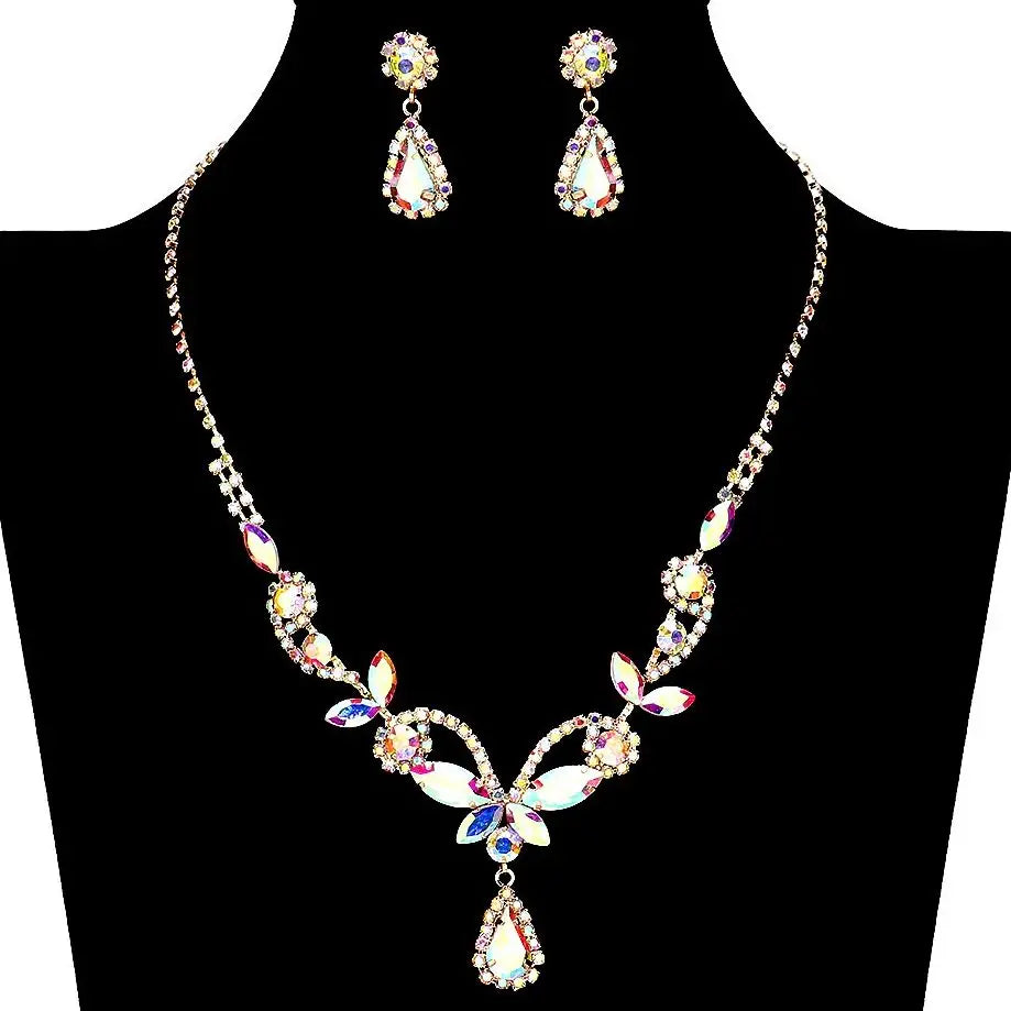 Spring Floral Radiant Rhinestone Necklace Set