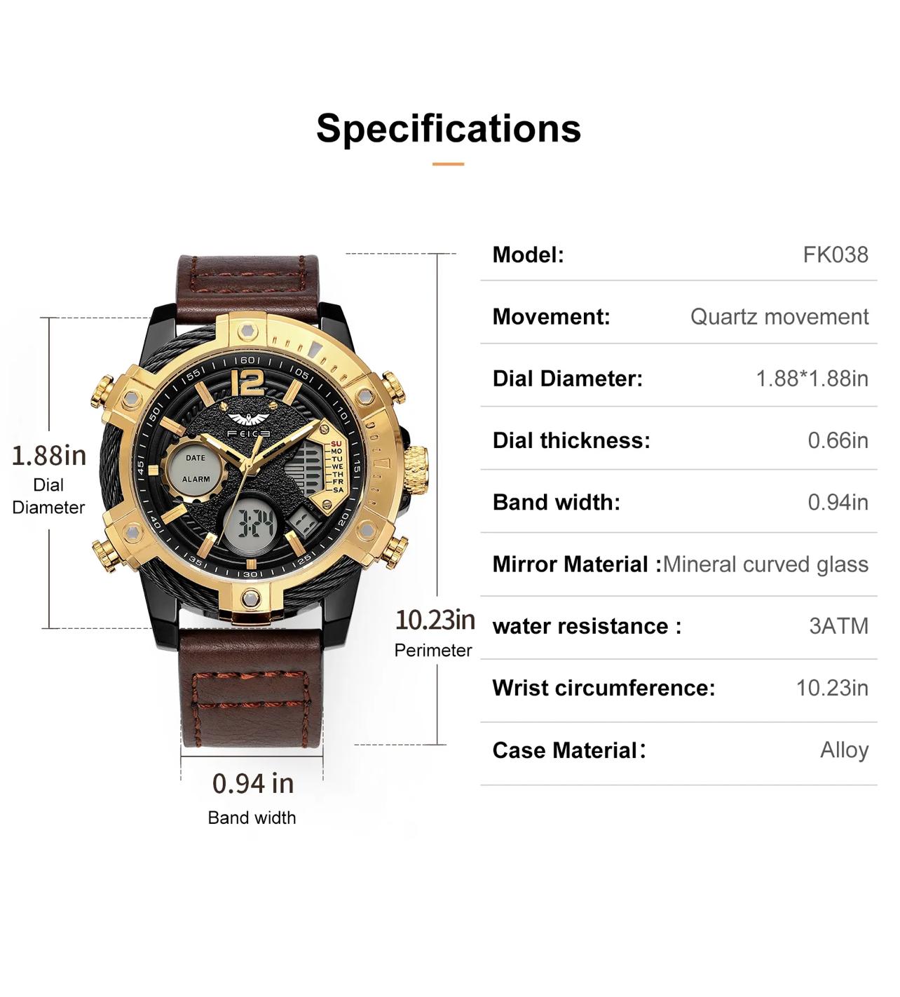 FEICE GOLDEN DAWN COMMANDER WATCH - FK038