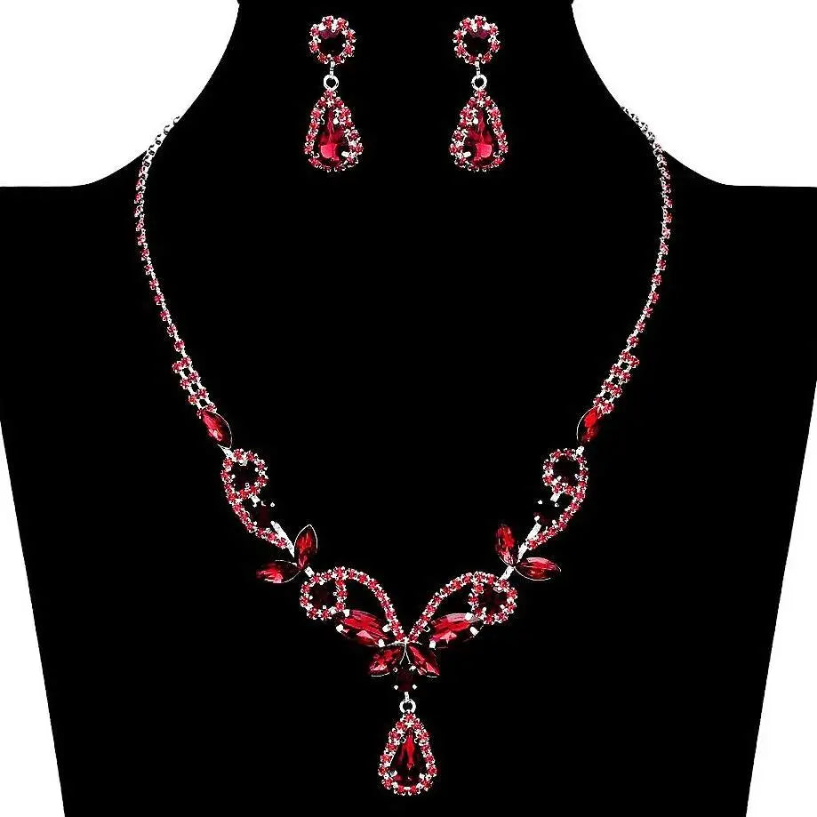 Spring Floral Radiant Rhinestone Necklace Set