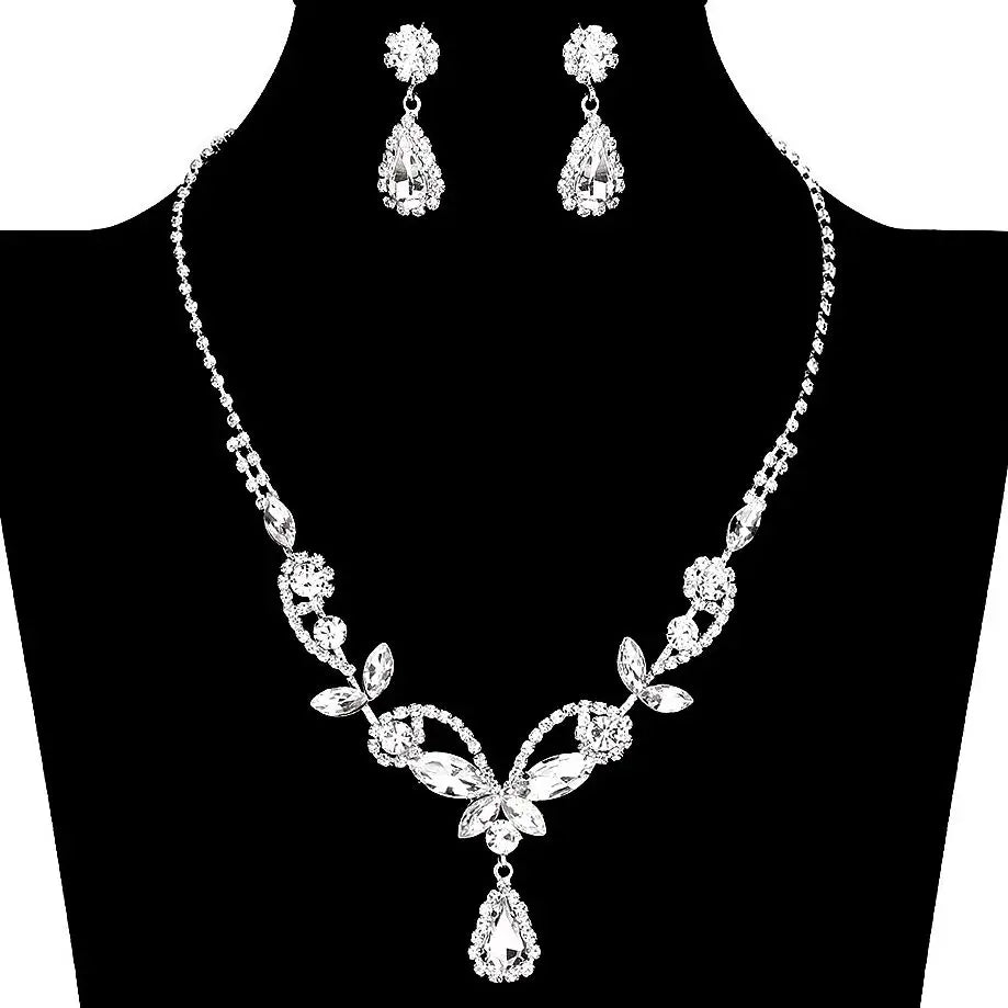 Spring Floral Radiant Rhinestone Necklace Set