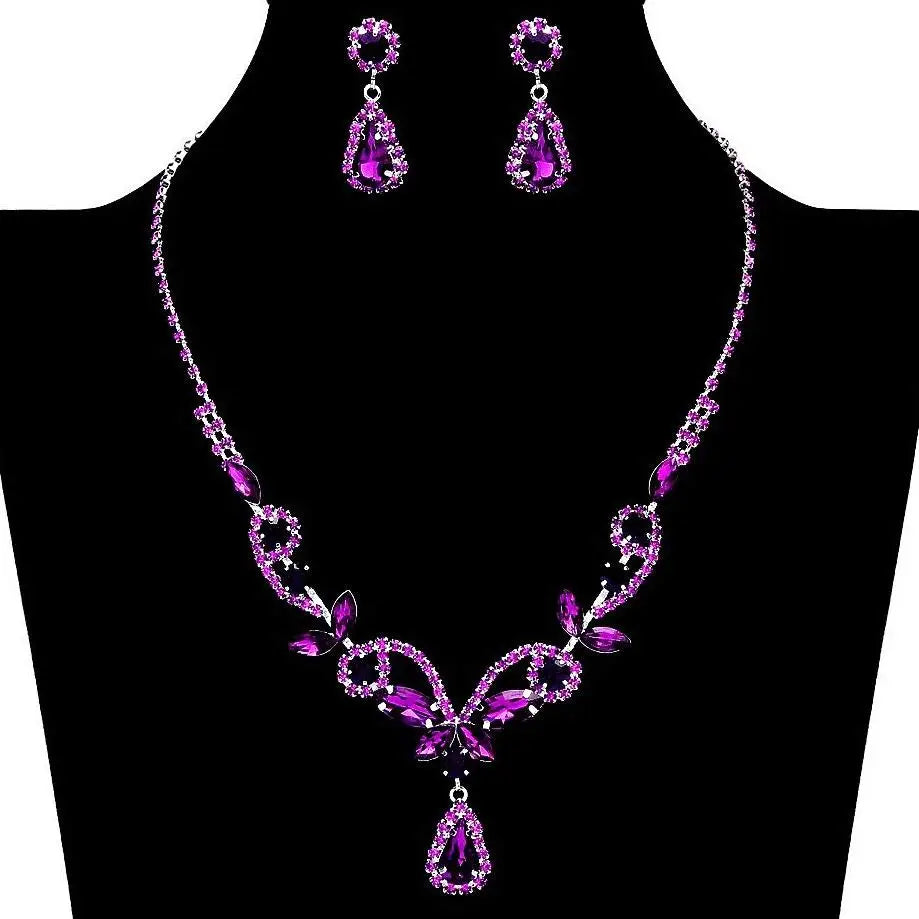 Spring Floral Radiant Rhinestone Necklace Set