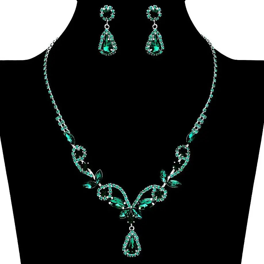 Spring Floral Radiant Rhinestone Necklace Set