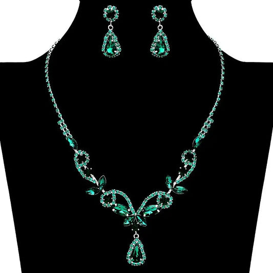 Spring Floral Radiant Rhinestone Necklace Set